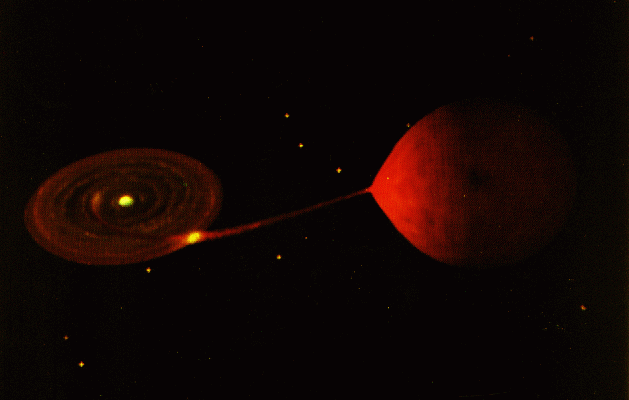 Neutronenstern mit Akkretionsscheibe und R&ouml;ntgenausbr&uuml;che