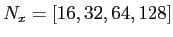 $ N_x=[16,32,64,128]$
