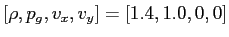 $ [\rho,p_g,v_x,v_y]=[1.4,1.0,0,0]$